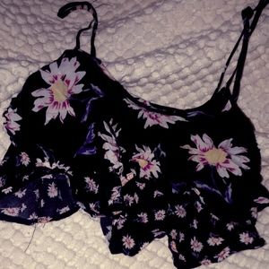 KIMCHI BLUE black floral crop top
